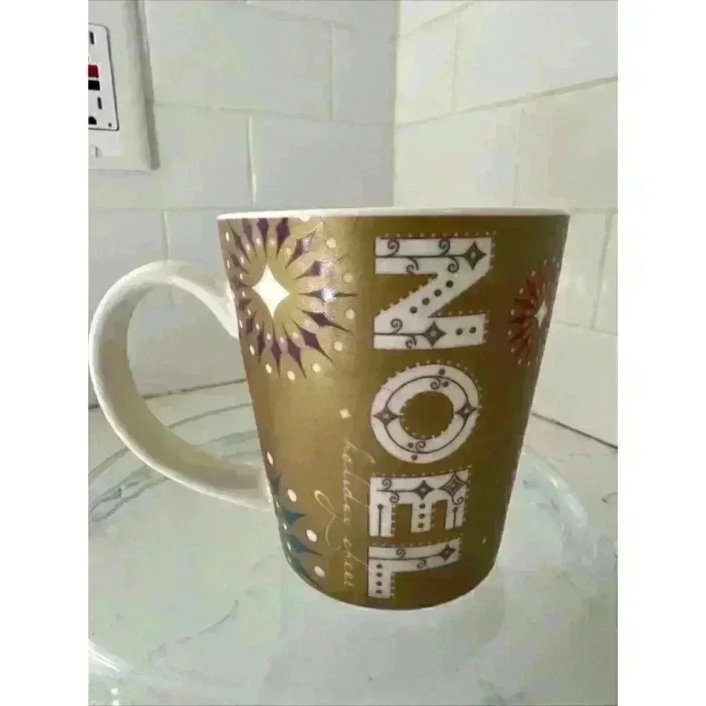 2006 Starbucks NOEL Gold Christmas Holiday Coffee Mug 14 oz